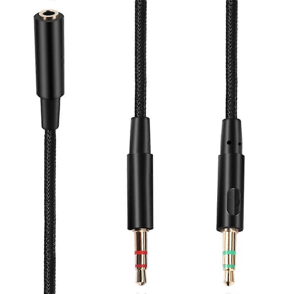 3,5 mm Universell 2-i-1 Gaming Headset Ljud- Förlängningskabel för HyperX Cloud II/Alpha-/Cloud Flight/Co