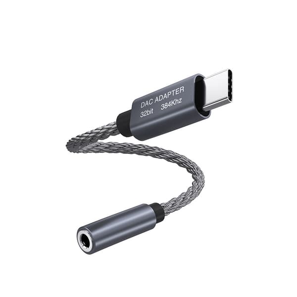 32bit / 384kHz USB-C till 3.5mm Ljudadapterkabel DAC-adapter Grå