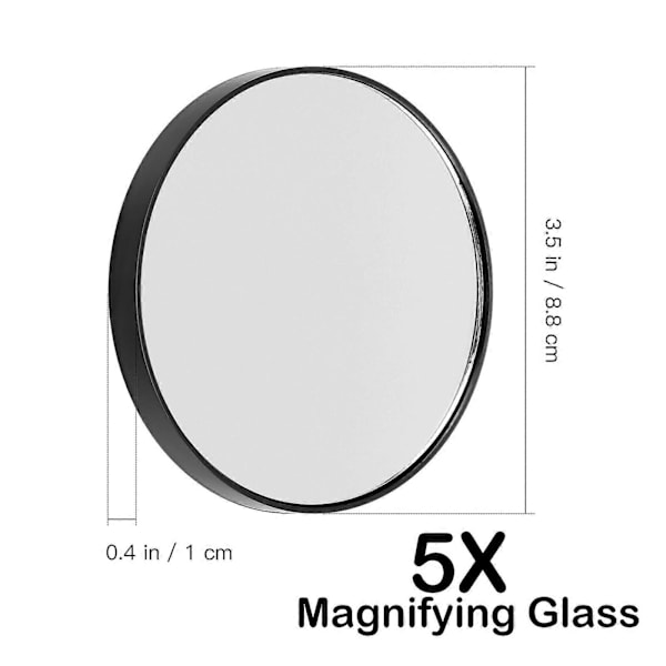 8,8 cm 5X Forstørrelsesglas Spejl Vægspejl Lille Rund Kompakt Makeup Spejl Lomme Kosmetik Spejl Forstørrelse Badeværelse Makeup Værktøj med 2 Sugkopper/