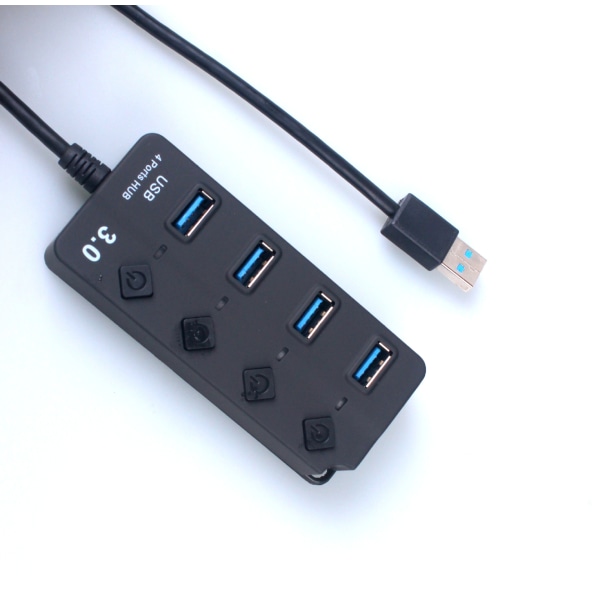 USB 3.0 hub, multi-port 4 USB med uafhængig switch, USB 3.0 hub med strømforsyning