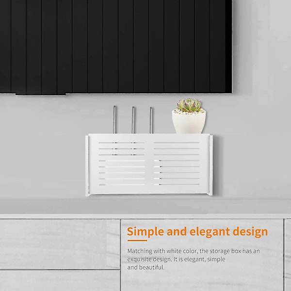 Wifi Router Oppbevaringsboks Veggmontert Trådløs Panelhylle Pluggbrett Brakett Kabelorganisator Hjem D-M 12