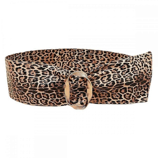 Dametøj Bred Cinch Bælte Vintage Leopard Print Kunstlæder Bælte Kjole Bælte