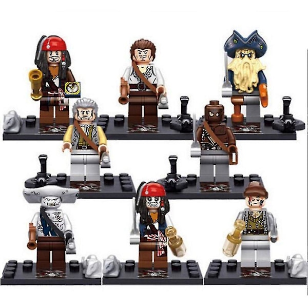 8 st/set Film Pirater Serie Karaktär Minifigurer Montera Byggstenar, Mini Actiondockor Barns Bra Leksaker Present