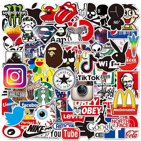 Klistermärkespaket 100 st, Märken, Skateboardklistermärken, Motorcykelklistermärken, Laptop Vinylklistermärken för Vattenflaska, Bagage, Snowboard, Motorcyklar