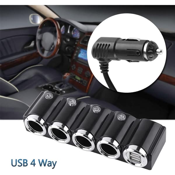 DC 12V/24V USB 4-vejs Universal Bil Cigarettænder Hurtig Oplader Adapter