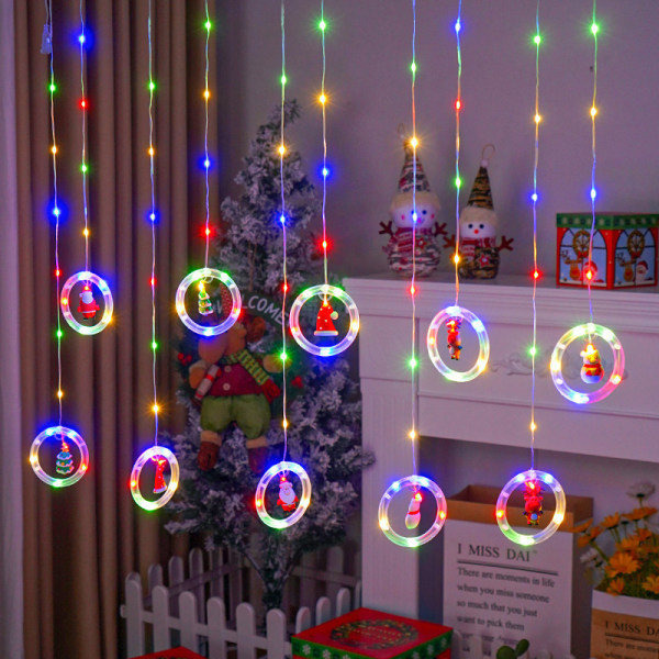 2023 julgardin ljusslinga jultomten julgran önskningsring LED hängande dekoration