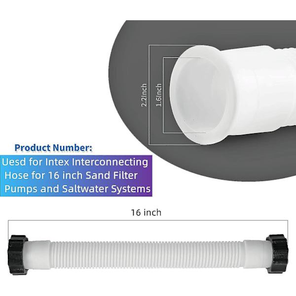 Poolslang med filterpumpmutter 11535 - Läckagesäker poolanslutningsslang (1-pack)
