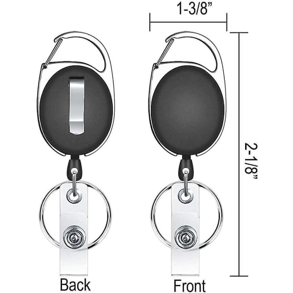 Pack Retractable Key Ring, Retractable Badge Holder Key Roll, Key Fob Extendable for ID Card Holder, Card Holder, Key Card