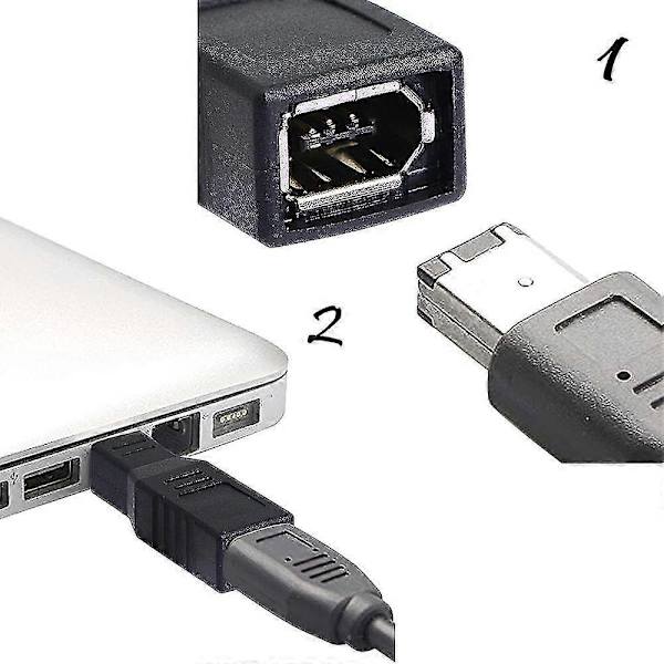 FireWire IEEE 1394 Tyyppi A 400 6-nastainen naarasliitin - 1394 Tyyppi B 800 9-nastainen