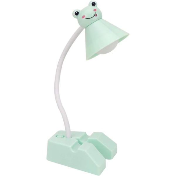 Skrivebordslampe-Mini tegneserie foldbar LED-bordslampe USB-opladningslampe Børnelæseøjelampe (grøn frø)