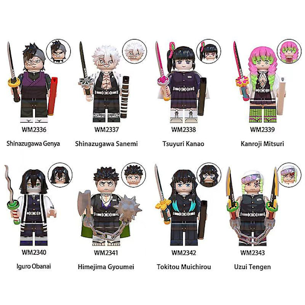 8 st Demon Slayer figurer byggklossar minifigurer actionfigurer byggklossar WM6137