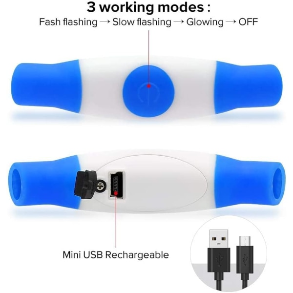 LED-hund-lysande halsband USB uppladdningsbart silikon runt rörhalsband lyser överallt