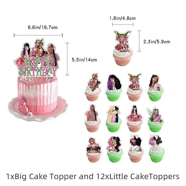Melanie Martinez Tema Fødselsdagsfestartikler Banner Balloner Kit Kage Cupcake Toppers Dekorationer Sæt