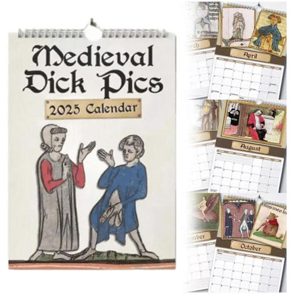 2025 Keskiajan Dick Pics -kalenteri, Outoja Keskiajan Dick -seinäkalentereita, 100% Uusi