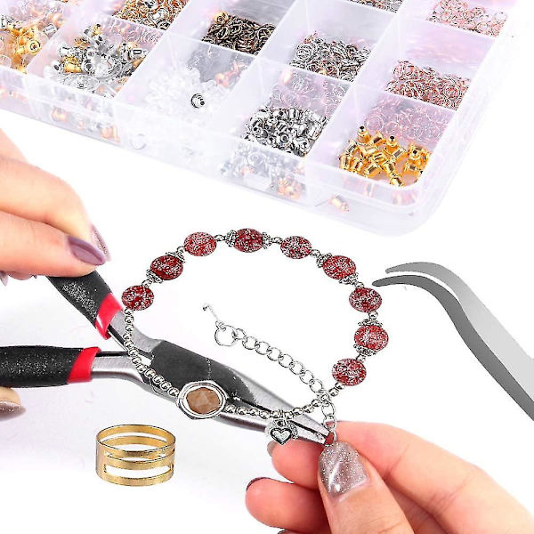 Sunrain 2500 st Earring Hooks Örhänge Tillverkningssats Örhänge Hooks Kompatibel Med Smycken Tillverkning Med Öppna Ringar Örhänge Ryggar Tänger Pinzett Öppnare För Smycken Och En Plastförvaringslåda Med 24 Fack