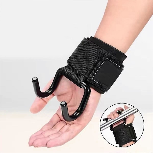2 stk. Løftekrok Power Hook Håndleddsreim Sklisikker Hard Pull Hook Pull-Up Håndreim Grep Håndleddsreim Stil:B