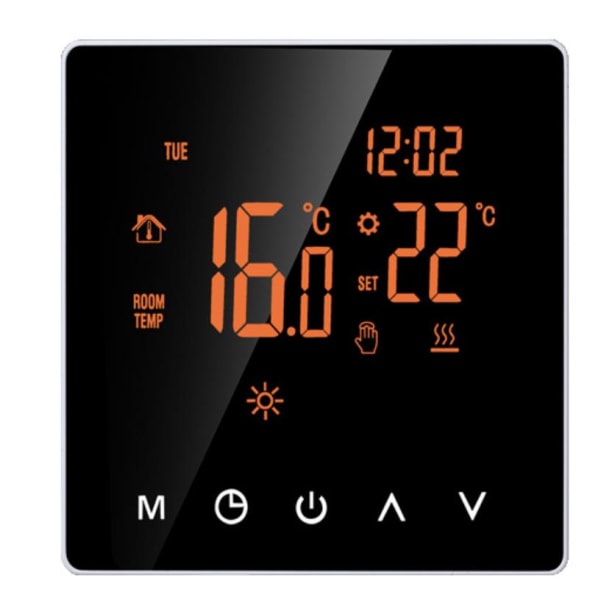 Smart termostat - Digital temperaturregulatortermostat (orange teckensnitt vit nyckel) Elvärme 16A