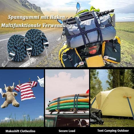 2-pak elastiske bagagestropper, elastiksnore med kroge, 1m justerbare elastiksnore, til camping, biler, havearbejde, he