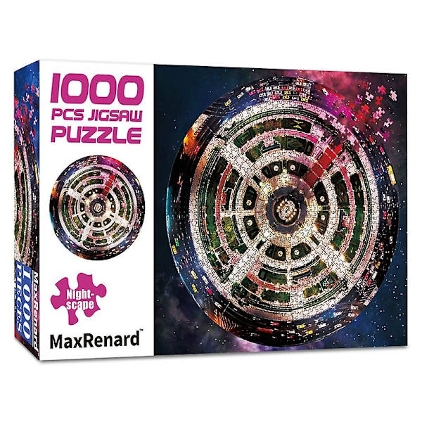 Maxrenard 1000 brikker rund form puslespill for voksne 70*70cm papir montering maleri kreative puslespill for voksne gaver