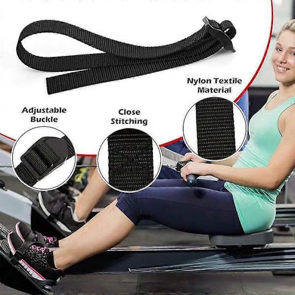 2-pakning Erstatningsfotstropper for romaskin, justerbare fotstropper for trening Multifunksjonell webbing snor Fitnesshjelpemiddel Tilbehør Fotstropper
