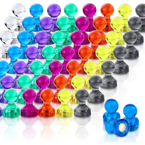 Farverige neodymmagneter, 40 minimagnetiske søm Stærke magneter Push Nails Køleskab Pap Foto Memo Form Military Academy 7 farver