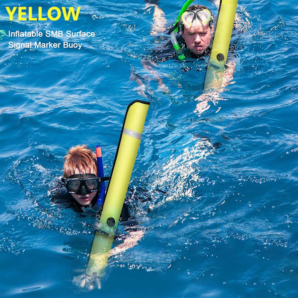 1m Scuba Diving Oppblåsbar Overflate Signal Markør Bøye Synlighet Float Signal Tube Pølse, Gul