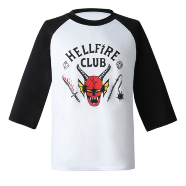 Gåvor Stranger Things 4 Hellfire Club Cap/t-shirts/skjortor/outfit Set för vuxna barn Three-quarter Sleeve T-Shirt 7-8 Years