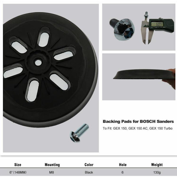 Slumpmässig excenterslip Bosch GEX 150 AC, PEX 15 AE, GEX 150 Turbo 150 mm slipdyna med skruvar