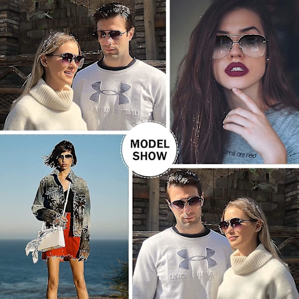 Retro Rimless Aviator-Aurinkolasit Naisille ja Miehille Klassinen Lady UV400 Suoja Gradientti Linssit Aurinkolasit Wyelv