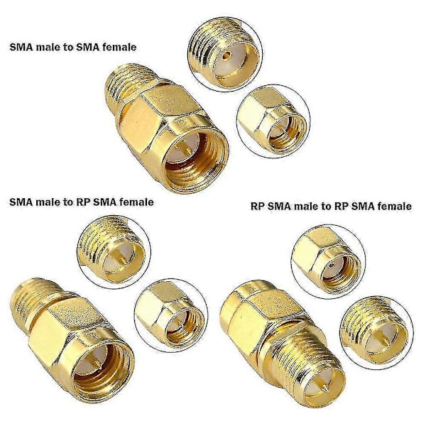 15 st RF-antenn Adaptersats SMA-kontakt SMA hane hona Konverter för WiFi-antennförlängning C