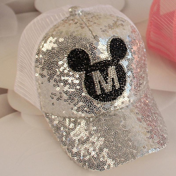 Boy Girl Mickey Minnie Mouse Mesh Sequins Baseball Cap Adjustable Summer Hip Hop Hat Kids