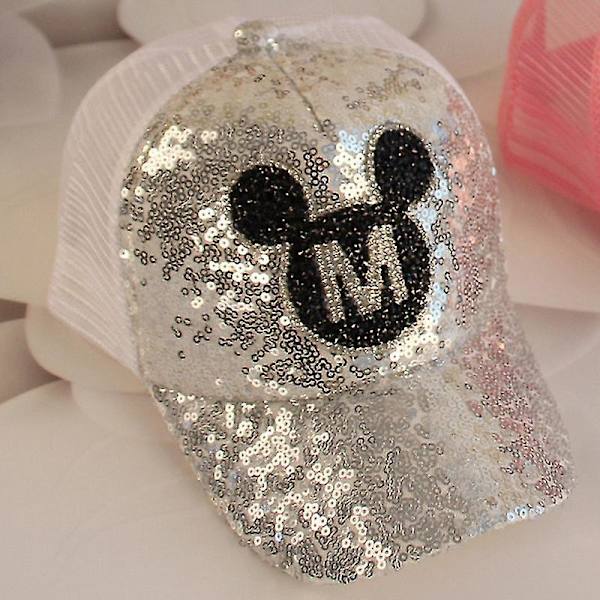 Pojkflicka Mickey Minnie Mouse Mesh Paljett Baseballkeps Justerbar Sommar Hip Hop Hatt Barn