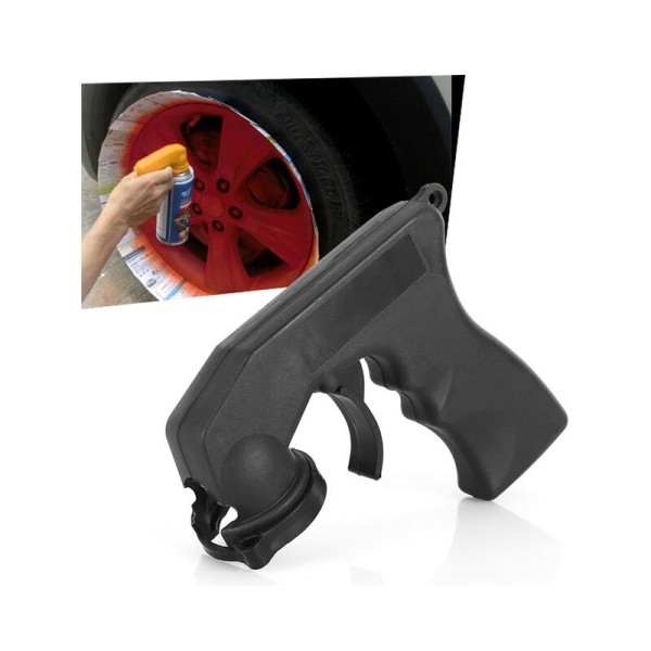 Aerosol sprøjtepistolhåndtag med stor aftrækkerlås, sort