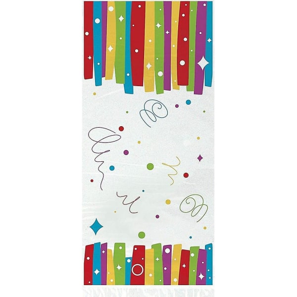 Material: Cellophane. Length: 11in. Width: 5in. Design: Rainbow, Ribbon. Packaging: Display Packet, Euro Hook. Occasion: Birthday.