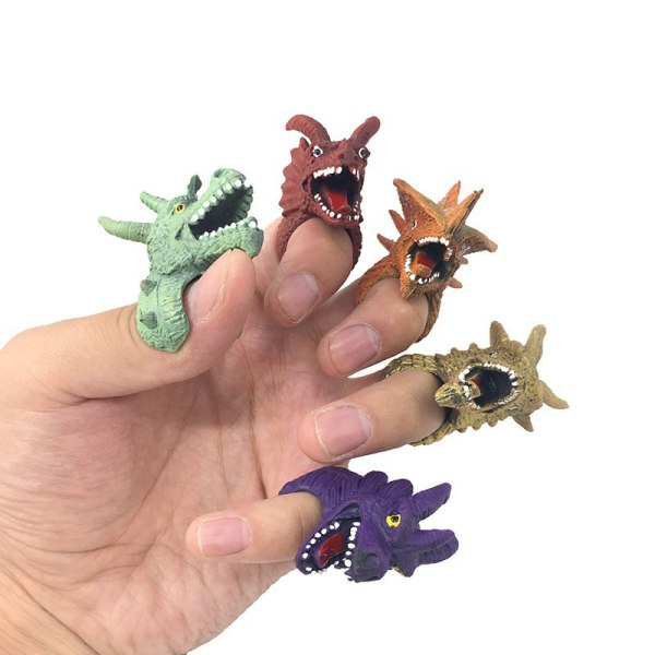 Mini-realistisk drage-dinosaur-fingerdukkesæt, rollelegetøj til børn, historiefortælling, sjov rekvisit til børn（farve）