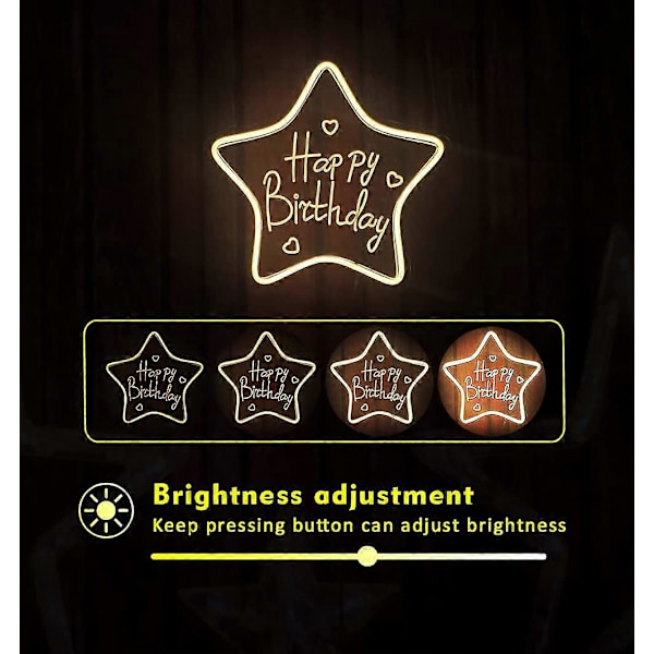 Premium Happy Birthday Neon-skyltar, USB-drivna Neon Happy Birthday LED-skyltar