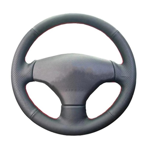 DIY Anpassade Handsydda Svarta Konstläder Rattöverdrag för Peugeot 206 1998-2005 206 SW 2003-2005 206