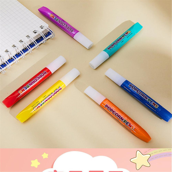 3/6 Colors Magic Popcorn Pens Puffy 3D Art Safe Pen for Greeting