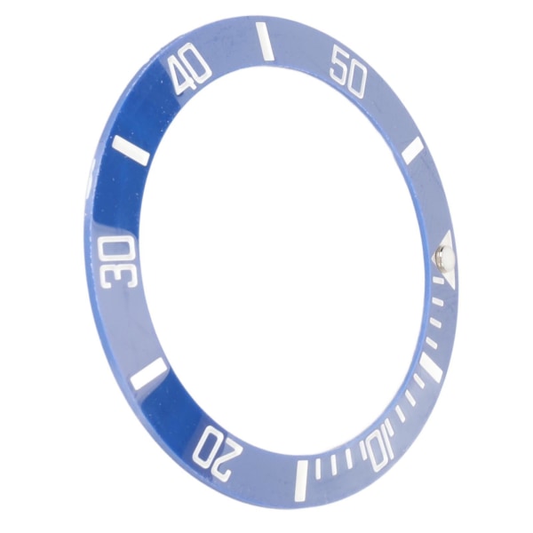 40 mm halkaisijaltaan oleva kellokehyksen insert-rengas, jossa on kirkas asteikko ja luminisoiva keraaminen korvaava kehyksen insertti White Character Blue Back