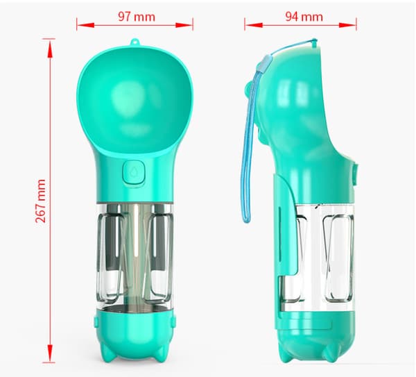 Husdjurstillbehör - utomhusvattenflaskor - hopfällbara resevattenflaskor - hundmatskålar - 1 set (300 ml vattenbehållare + bajspåsedispenser)