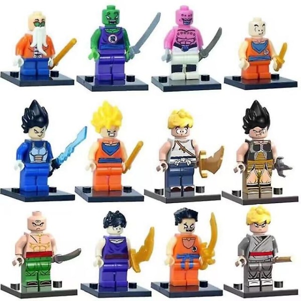 Sæt med 12 Dragon Ball legetøjsfigurer Byggeklodser Gaver til børn Legetøj 3-7 cm Style14