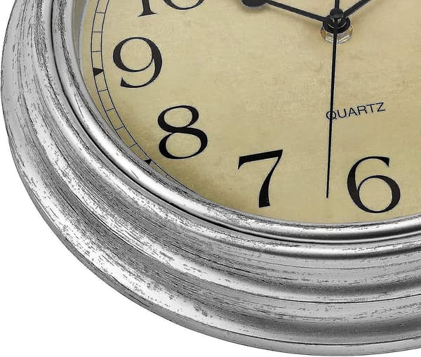 Stille Retro Quartz Væg Ur (12 Tommer) silver