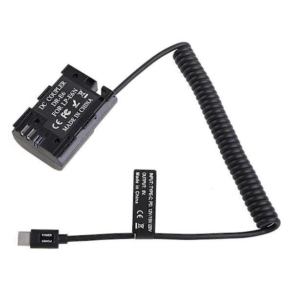 LP-E6 Dummy Batteri med USB Type-C Strømkabel Understøtter PD 9V / 12V Output til Kameraer Skærme Høj-Elastisk