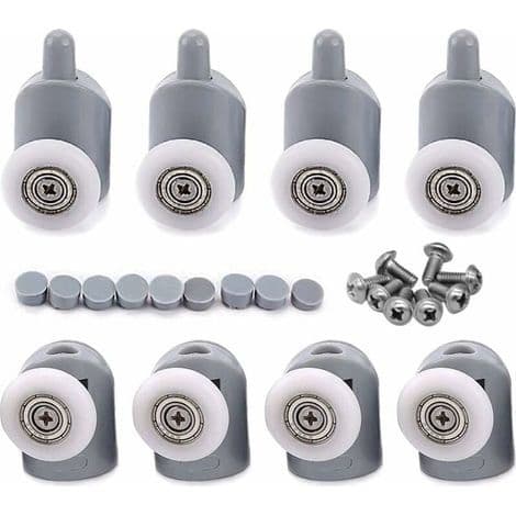 8x justerbare doble dusjdørruller for baderom 25 mm