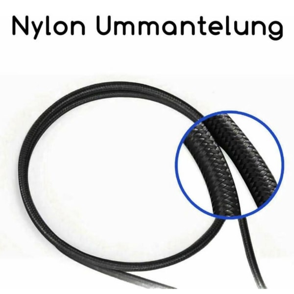 Hurtiglading kabel type-c datakabel ladekabel flettet datakabel - svart, 1m, 1 stk