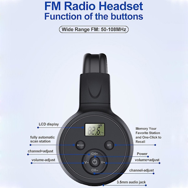 FM Radio Hodetelefoner Best Mottak Foldbar FM Headset Radio FM 50-108mhz