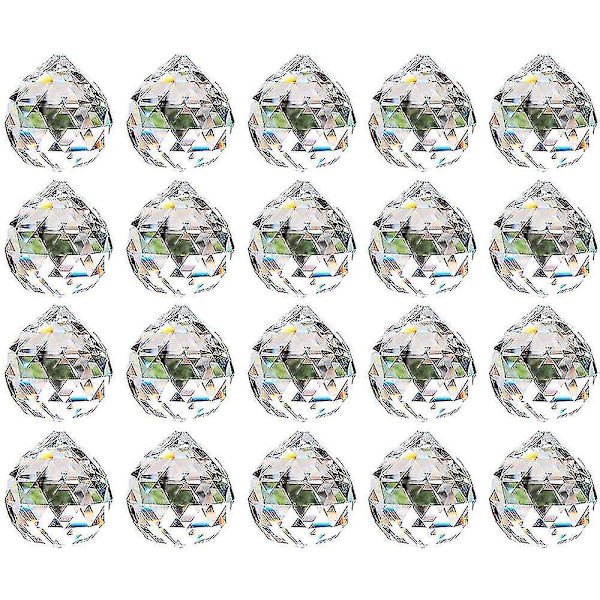 20mm Klar Kristallkula Prisma - 20 Stycken Hängande Hänge Solfångare För Tak