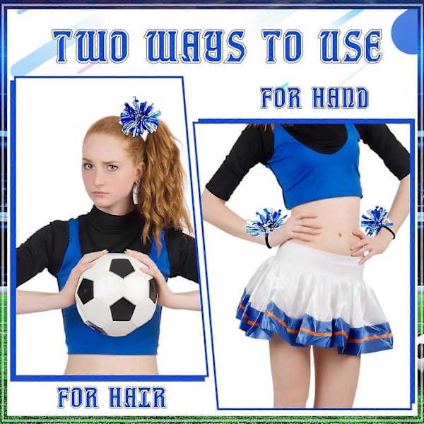 2025 Seneste Model 24 Stk. 2 Farver Mini Pomponer Hår Elastikker til Cheerleading 10 cm Elastisk