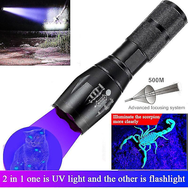 Super Bright 120000lm UV-taskulamppu Ultra Violet -taskulamppu Musta valolamppu LED