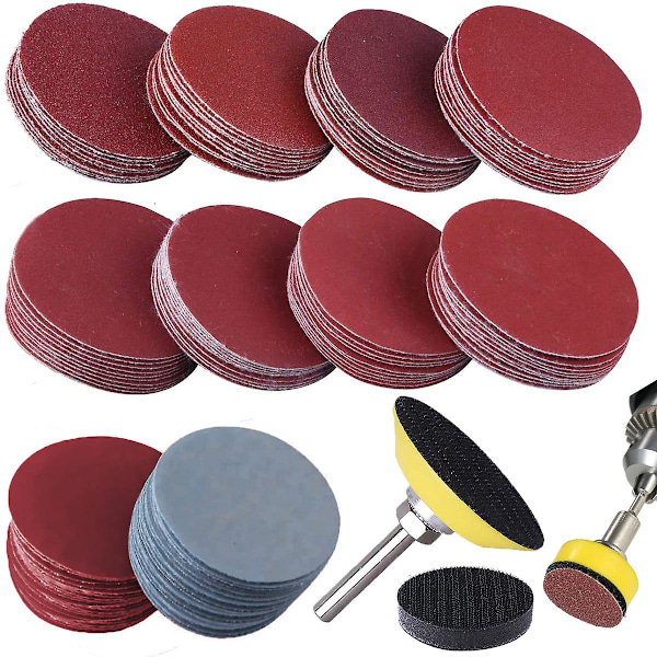 Sanding Discs Pad Kit, Pack Of 100 Sanding Paper With Sponge Pads